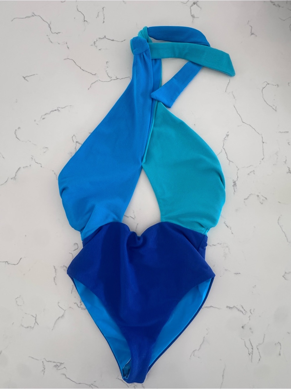 Beach Riot Jessica One Piece Swimsuit XS Blue Colorblock Cutout NWOT $178 - Picture 5 of 11